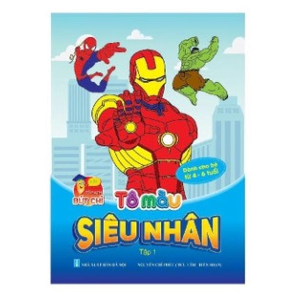 Tô Màu Siêu Nhân Nhân Vật Hoạt Hình Cho Bé 2 - 6 Tuổi - Túi 6 Cuốn