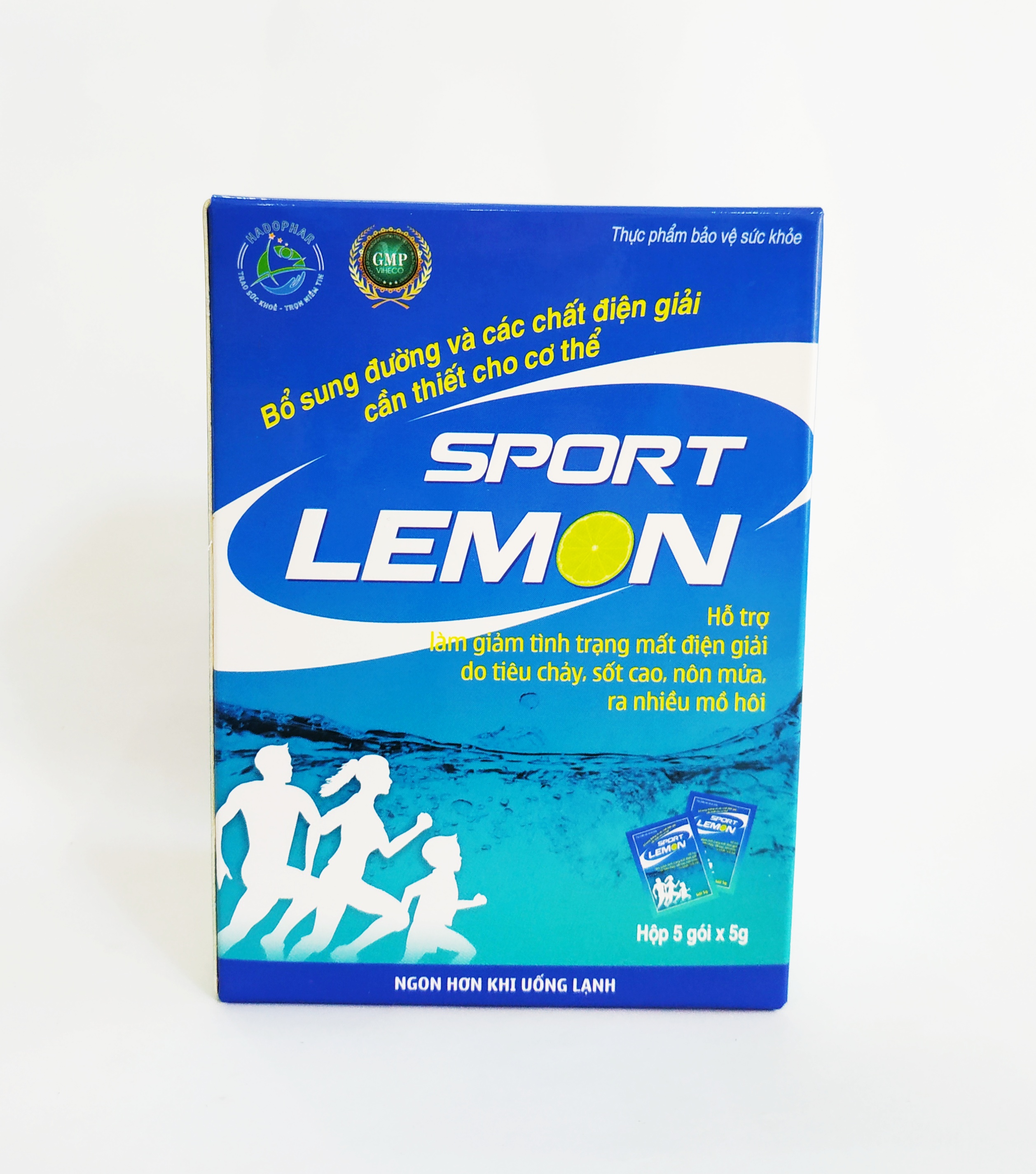 ORESOL LEMON VỊ CHANH TƯƠI - BỘT PHA NƯỚC UỐNG VÀ BÙ CHẤT ĐIỆN GIẢI SPORT LEMON VỊ CHANH – 1 HỘP 5 GÓI – MỖI GÓI PHA 500ML NƯỚC (NGON HƠN KHI UỐNG LẠNH)