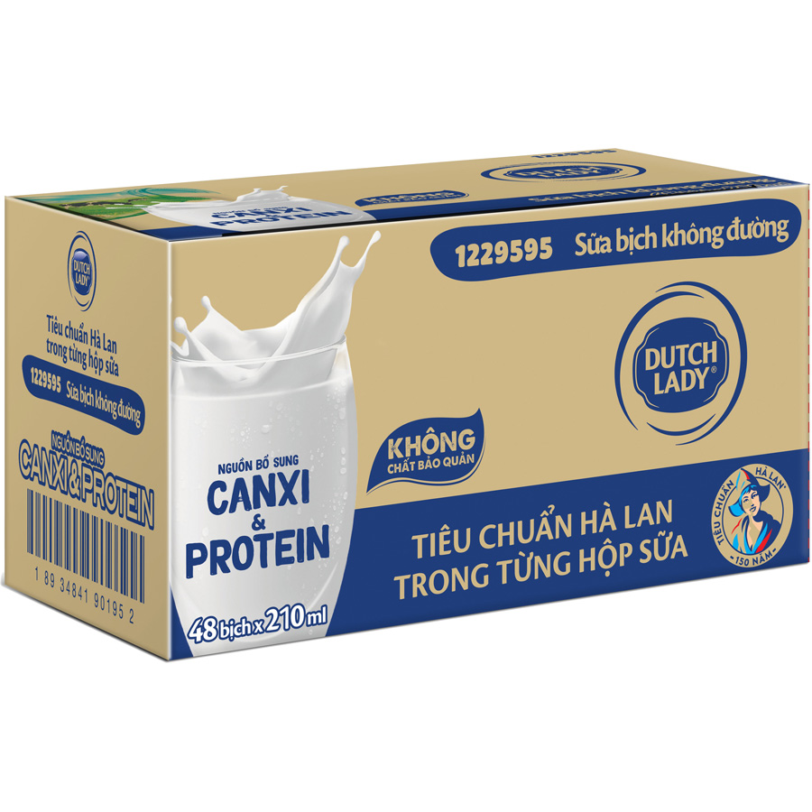 Thùng 48 Bịch Sữa Tiệt Trùng Dutch Lady Cô Gái Hà Lan Không Đường 180ml
