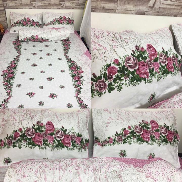 Drap coton TL 100% hoa dây hồng