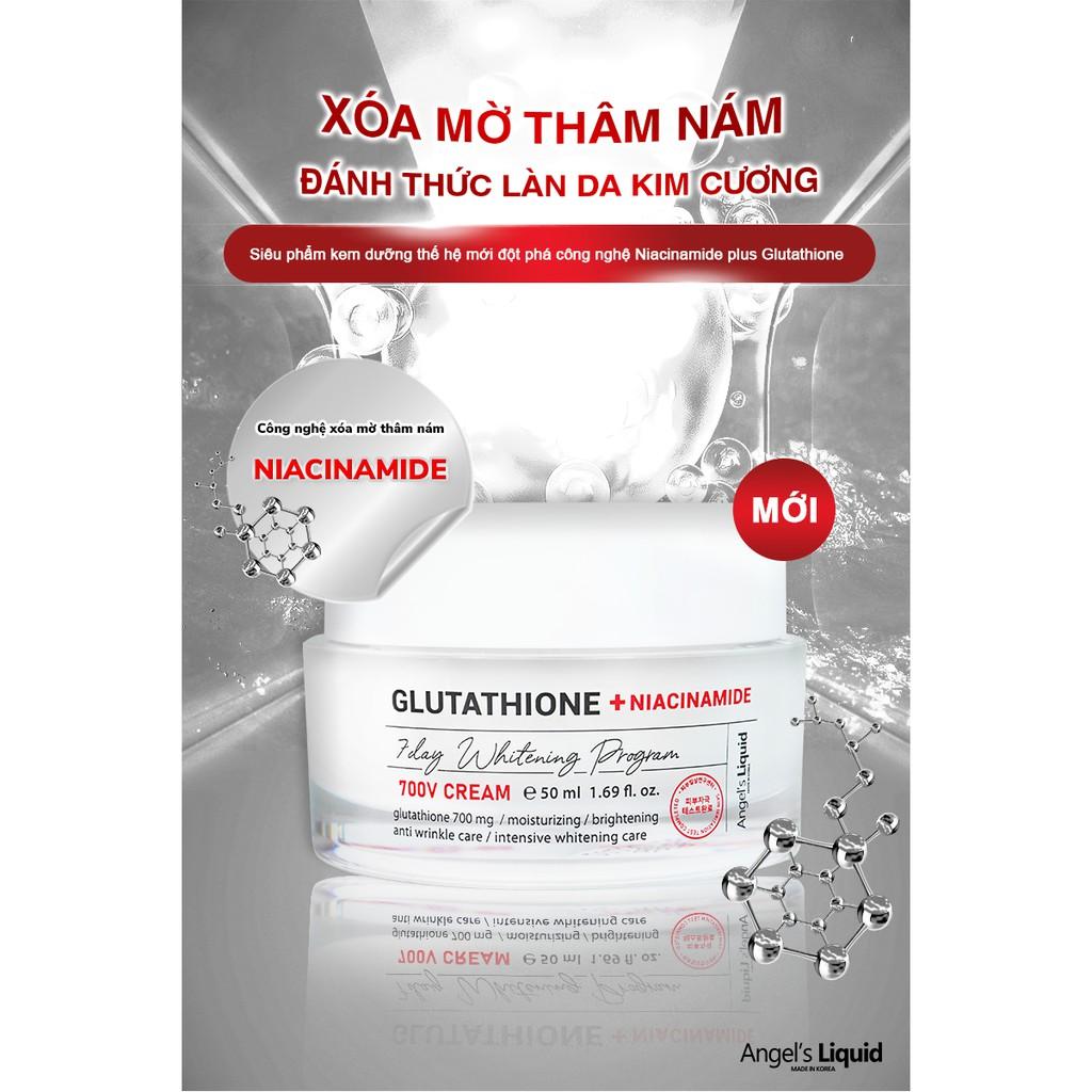 Combo Truyền Trắng , Mờ Nám , Cấp Ẩm , Mờ Thâm Angel's Liquid Glutathione700 (Toner 150ml + Kem Plus Niacinamide 50ml)