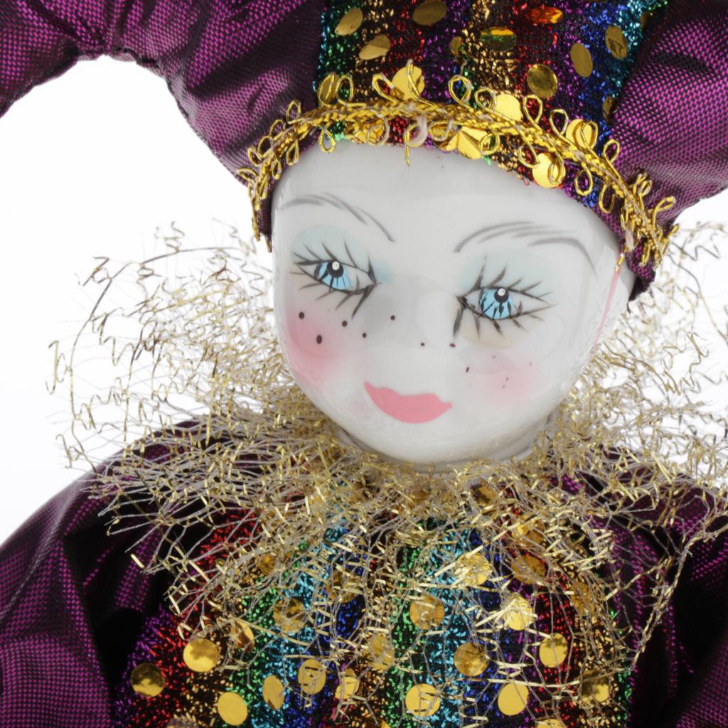 16cm Triangel Doll Standing Clown Doll Clown Figure Porcelain Jester Doll with Outfits for Kids Children Christmas Gift