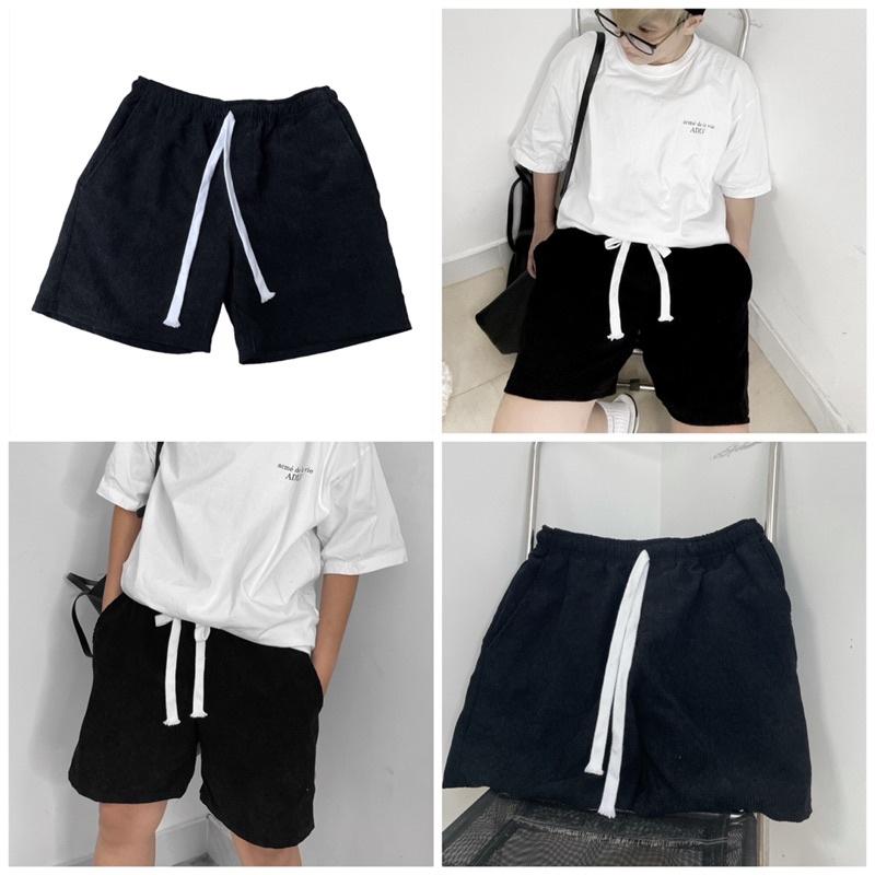 Quần short nhung tăm cao cấp Boin Unisex có 2 màu đen nâu cho cả nam và nữ _ Hình thật có clip