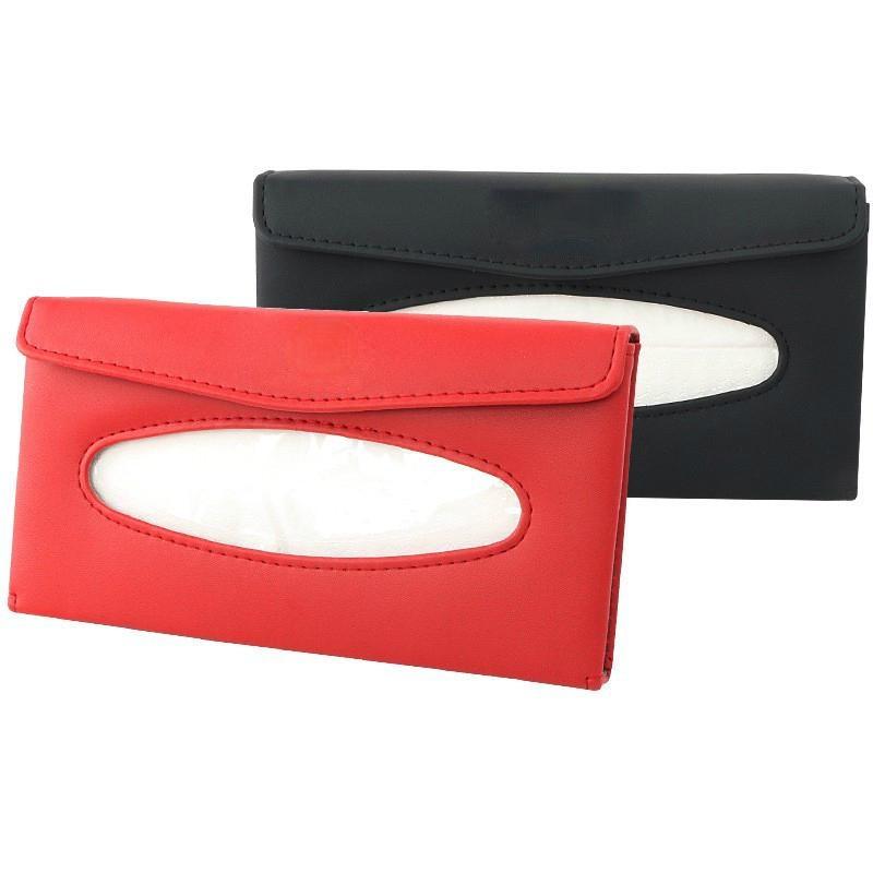 1 Bộ Hộp Đựng Khăn Giấy Bằng Da Pu Gắn Tấm Che Nắng Xe Hơi