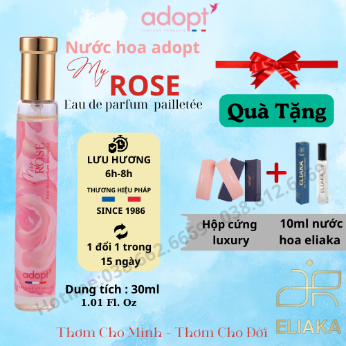 Nước hoa cho nữ,nước hoa thùy tiên cao cấp chính hãng adopt hương hoa hồng cuốn hút My Rose dung tích 30ml