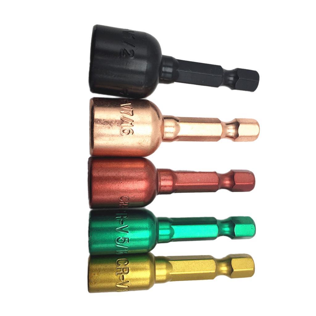 Set of 5 Hex Socket Wrench Nut Bit Set