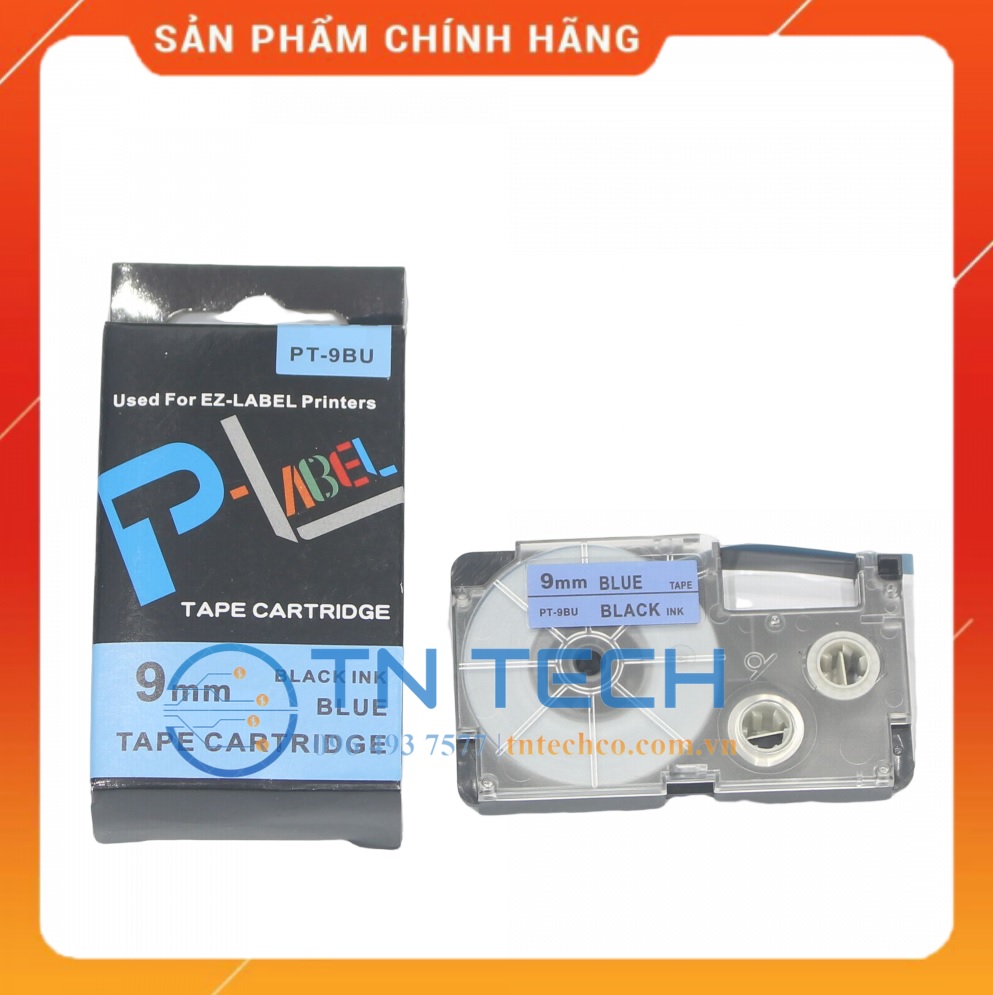 Nhãn in CASIO PT-9BU - Chữ đen nền xanh dương 9MM x 8M - Dùng cho máy in nhãn CASIO [Hàng nhập khẩu]