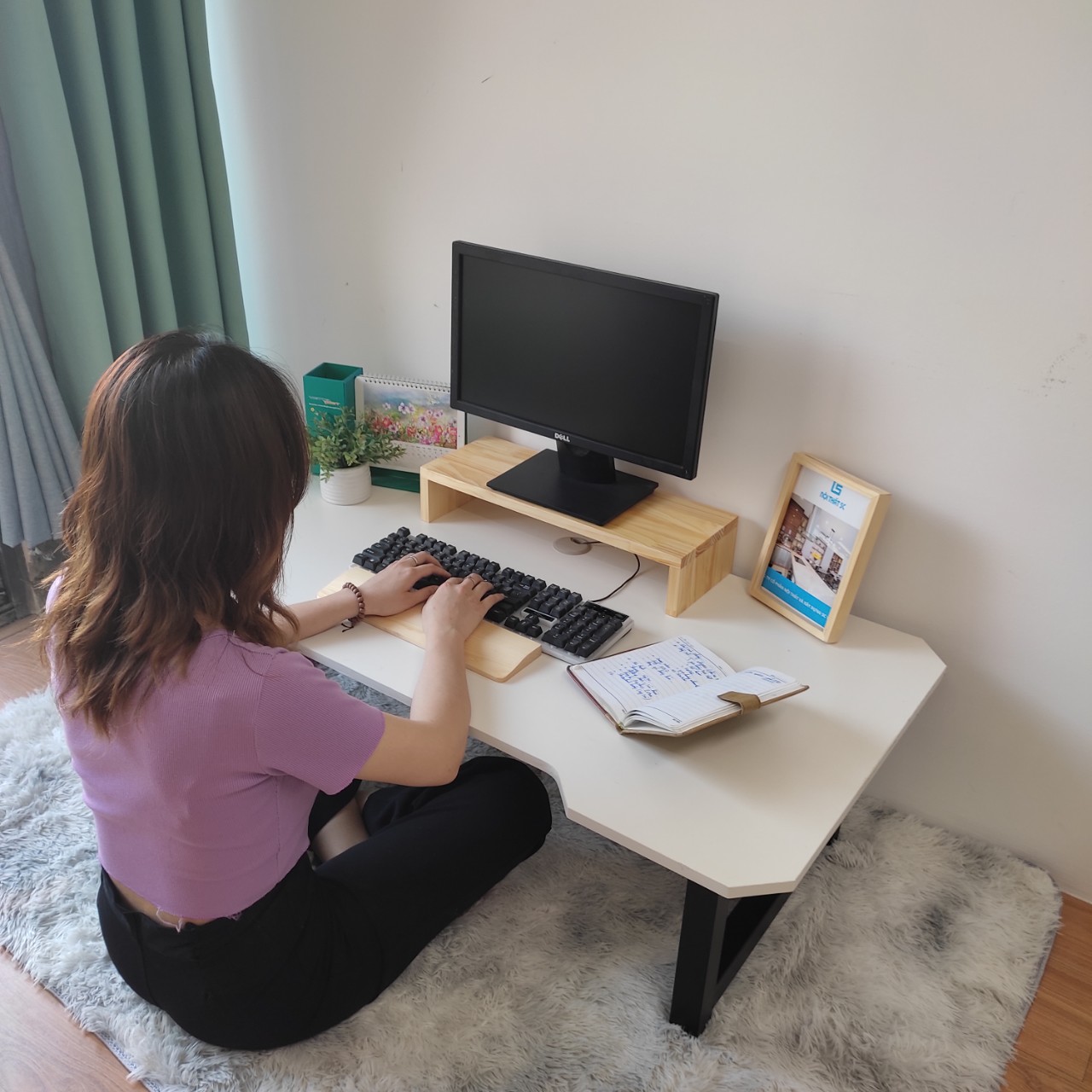 Bàn gấp làm việc học tập ngồi bệt, Bàn gaming gấp thấp kích thước lớn chân sắt phủ sơn tĩnh điện