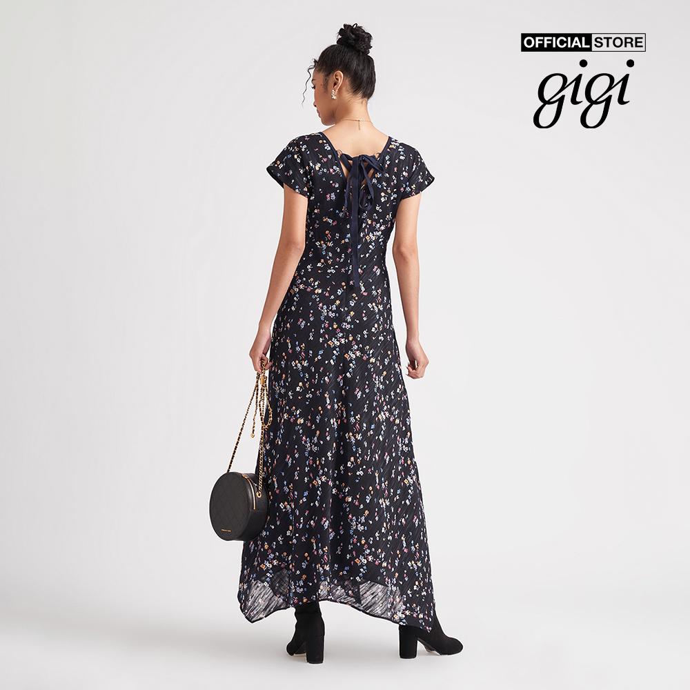 GIGI - Đầm midi tay ngắn cổ V xẻ tà thời trang G2102D221191