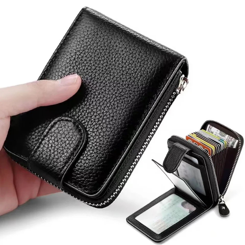 Ví nam Nữ da bò cao cấp phong cách mới, Bóp Da Nam Nữ chống từ tính RFID, Nhiều ngăn đựng thẻ tín dụng