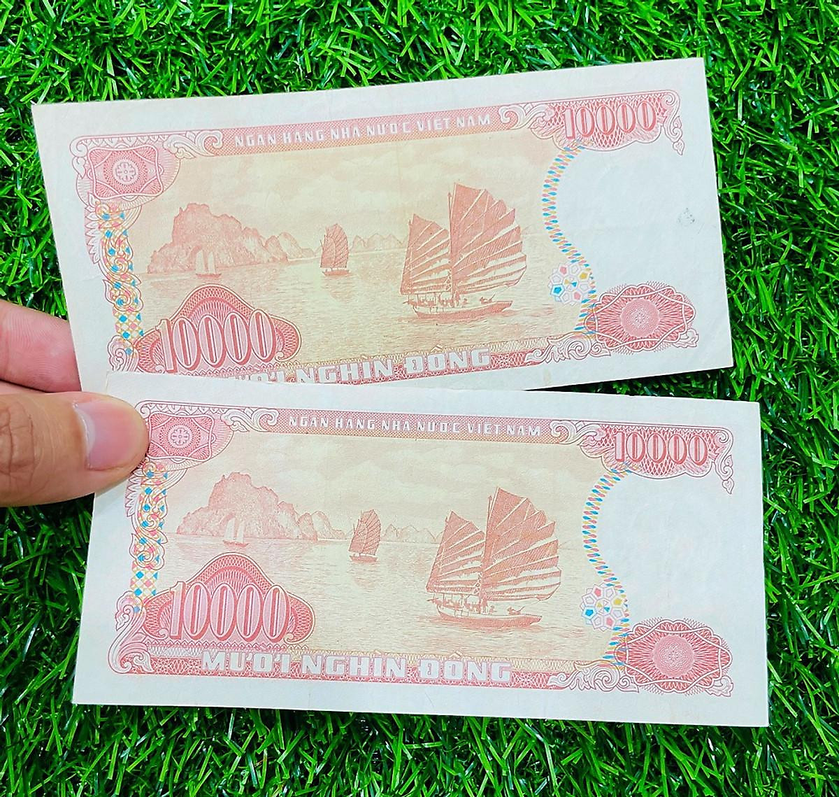 Combo 2 tờ tiền 10k giấy đỏ 1993, hoa hậu tiền giấy Việt Nam thời xưa, chất lượng tiền đẹp 95 99%.