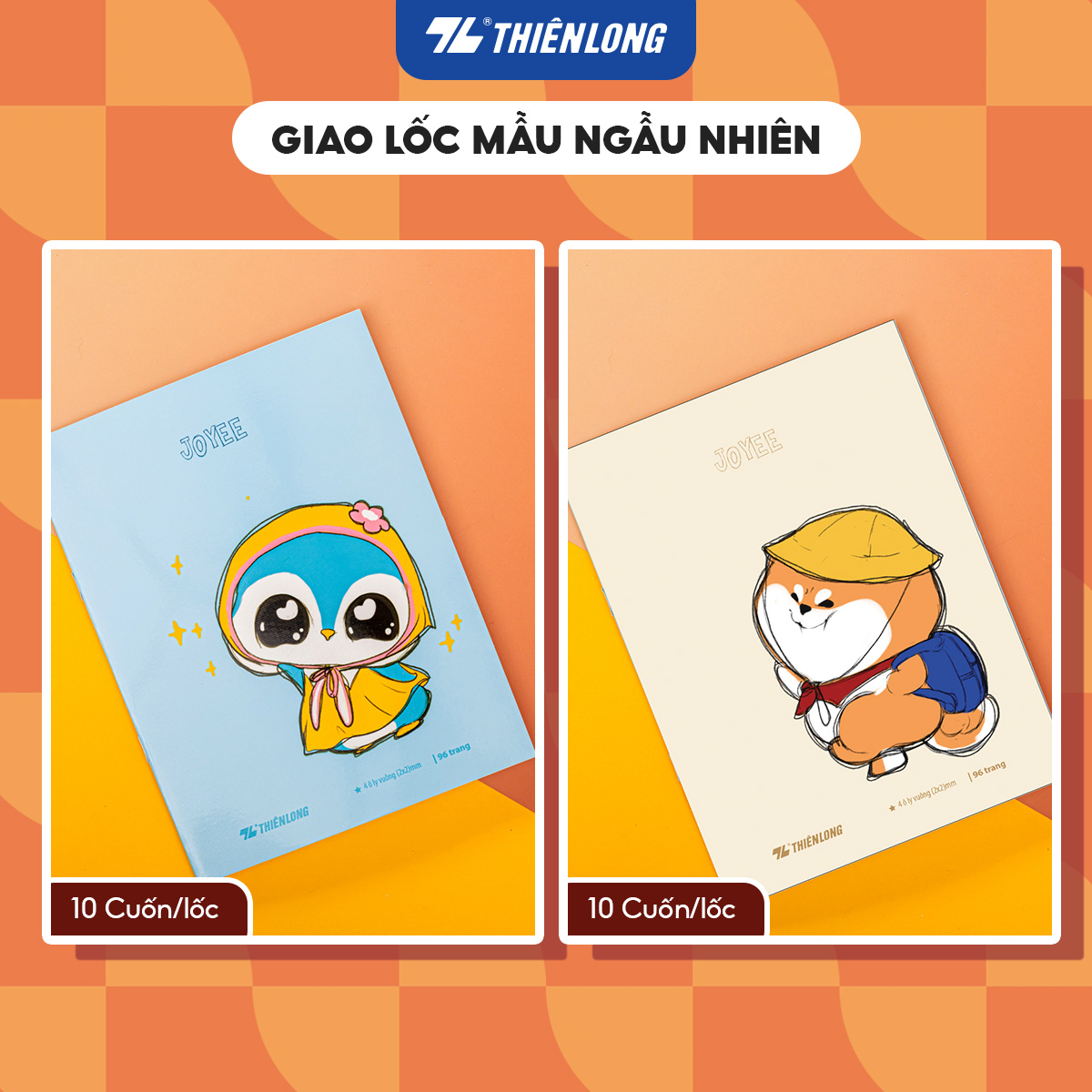 Bộ 5 Tập học sinh 96 trang 4 ô ly vuông 60 gsm Điểm 10 TP-NB039 (hình ngẫu nhiên)