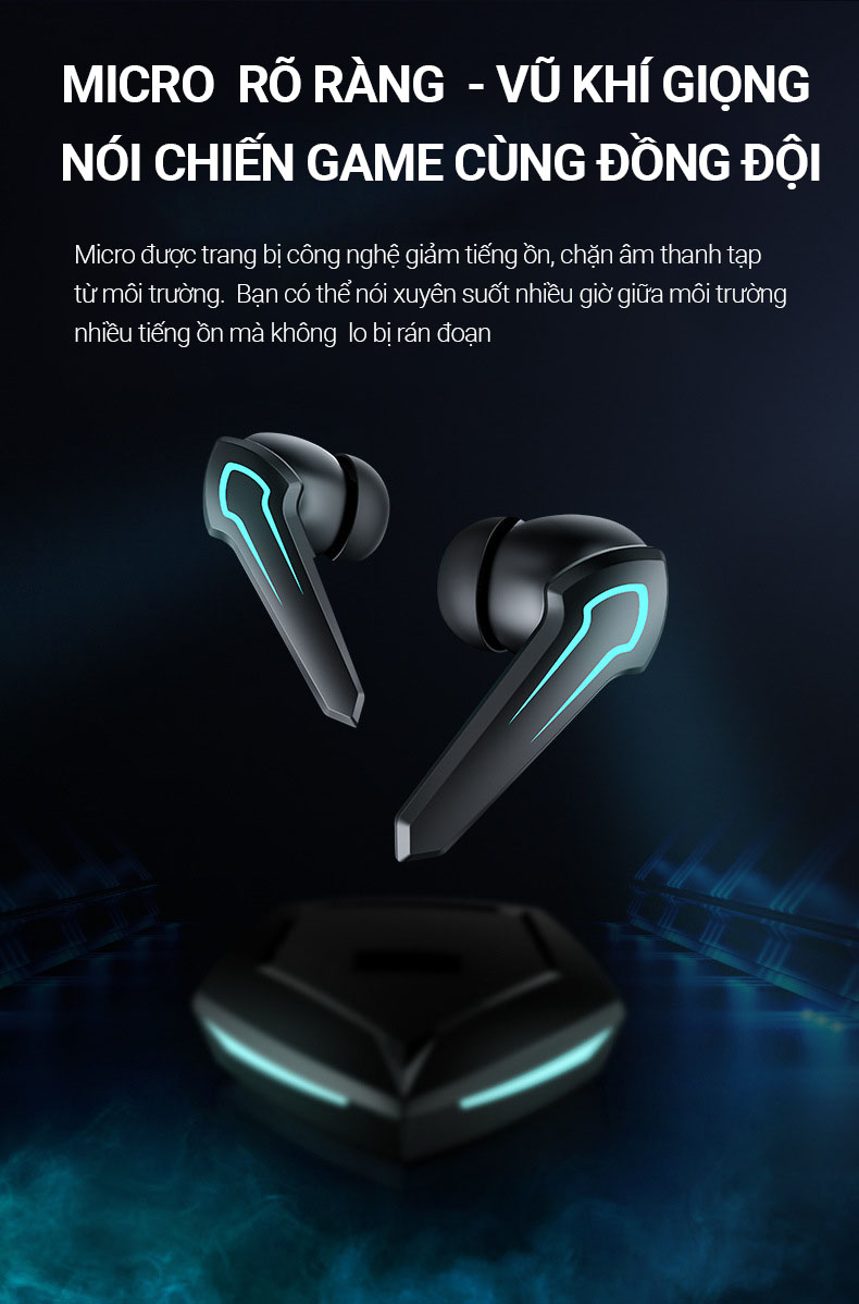 Tai Nghe Gaming Không Dây Bluetooth 5.2 Earldom - L-R30 , hỗ trợ đàm thoại độ trễ cực thấp khi chơi game, Bass mạnh mẽ - Hàng chính hãng