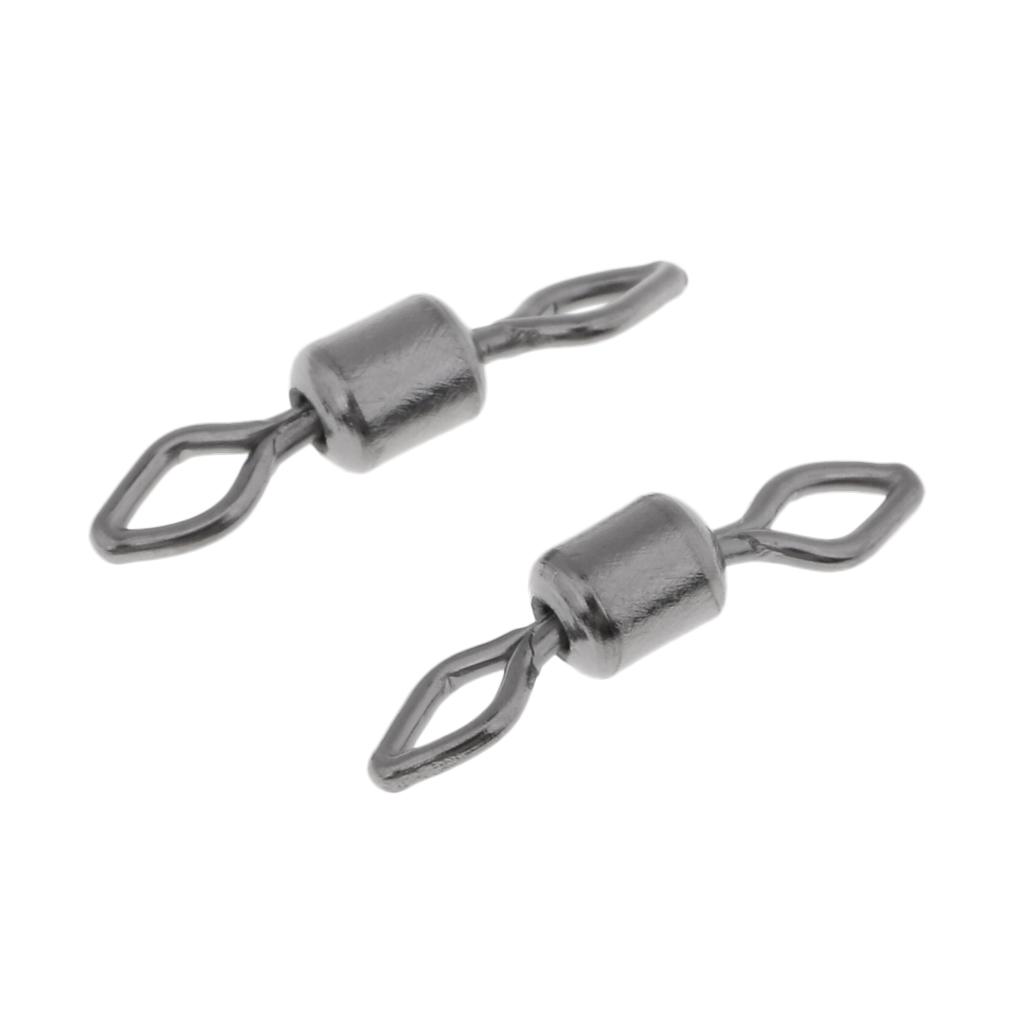 100pcs Fishing Barrel Bearing Rolling Swivel Solid Ring Connector Tackle