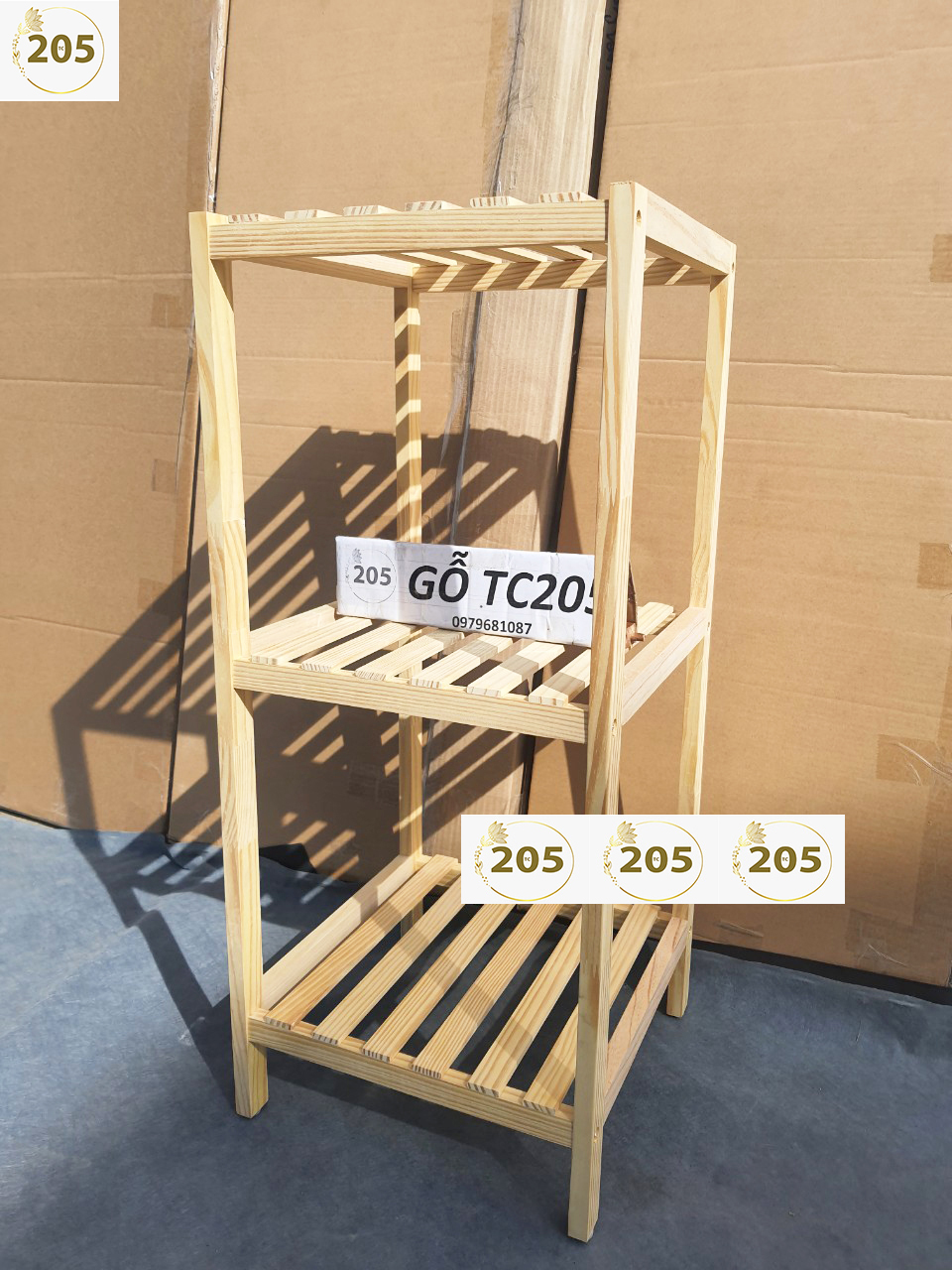 KỆ VUÔNG 3 TẦNG MÀU GỖ TỰ NHIÊN