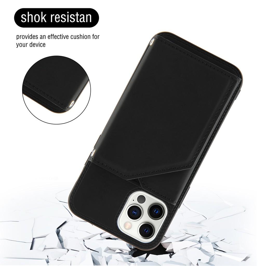 Ốp điện thoại da dạng ví màu trơn có giá đỡ cho iPhone 12 Pro Max 12 Mini iPhone 11 Pro Max XR XS Max 7 8 SE 2020