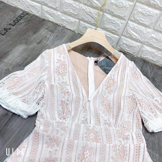 ĐẦM REN XOÈ CỔ V CAO CẤP