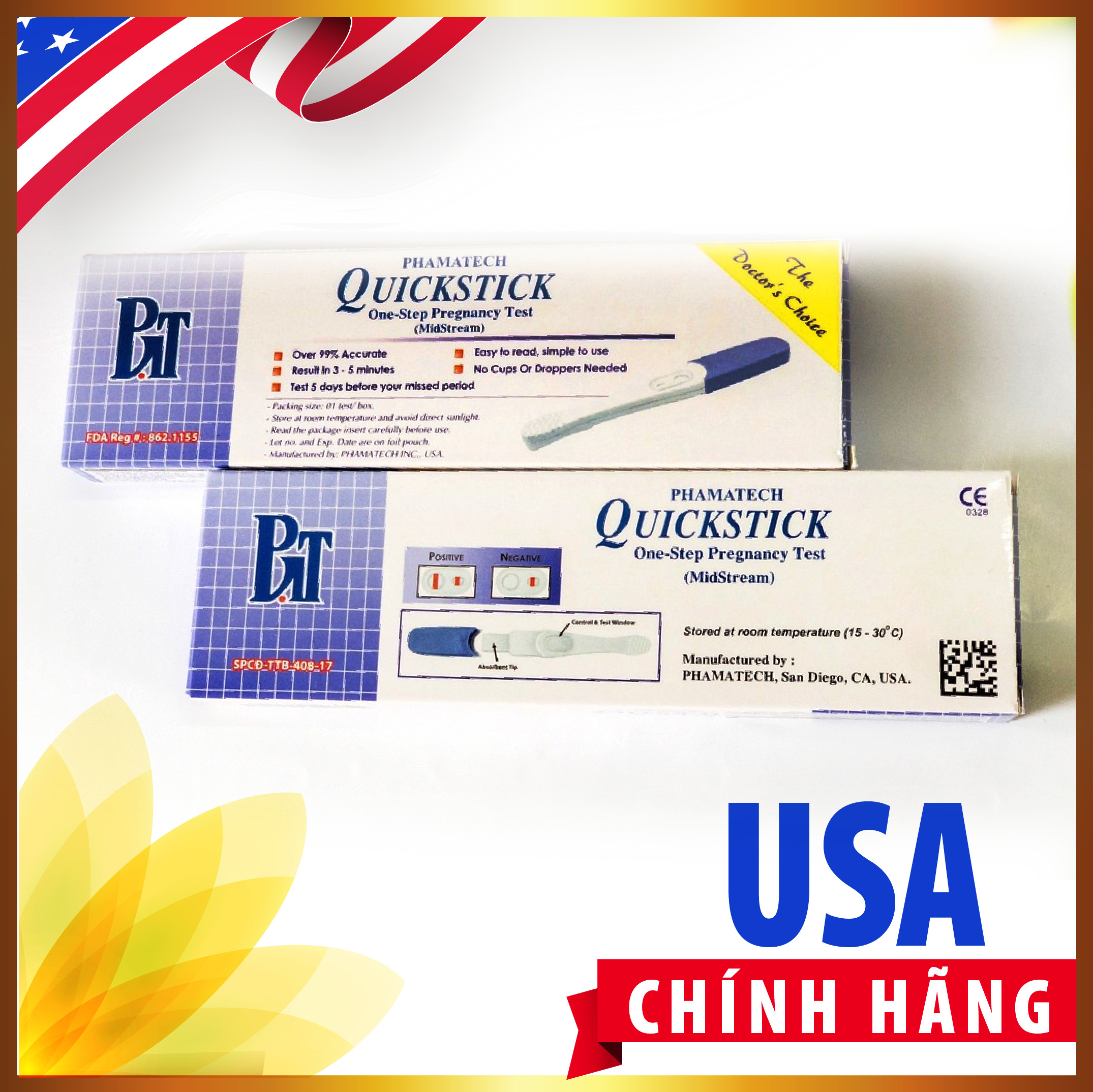 Combo 2 Dụng Cụ Thử Thai Cao Cấp Quickstick Midstream