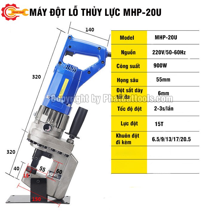 Máy Đột Lỗ Thủy Lực Cầm Tay MHP20U - Chuyên Đột U