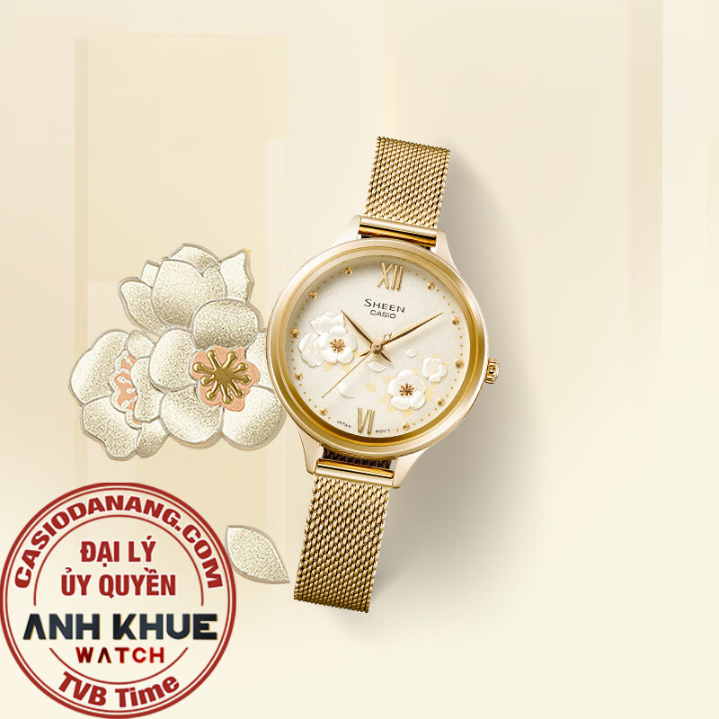 Đồng hồ nữ dây kim loại Casio Sheen chính hãng SHE-4551GM-9AUDF