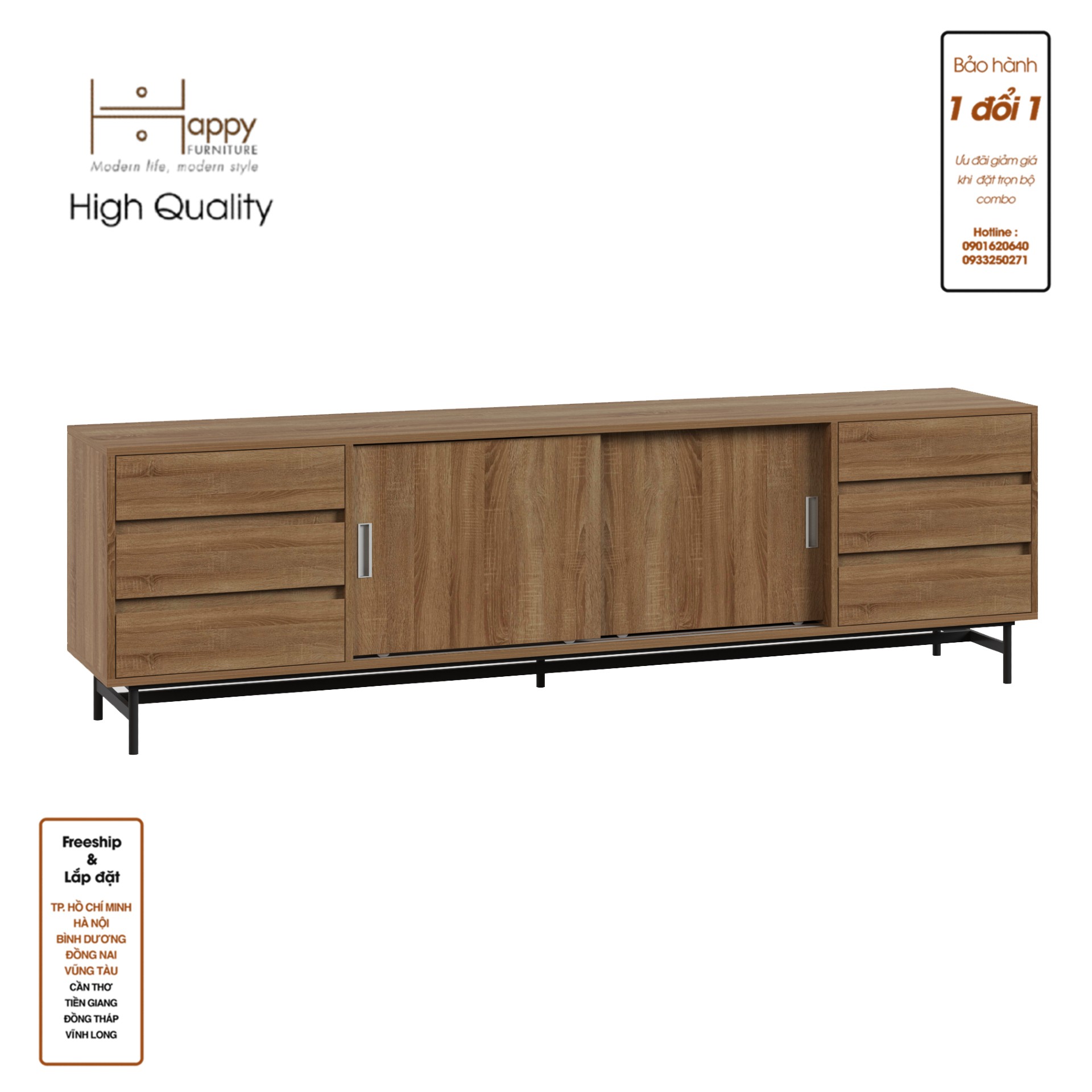 [Happy Home Furniture] LUCA , Kệ TV 2 cửa lùa , 220cm x 42cm x 65cm ( DxRxC), KTV_015