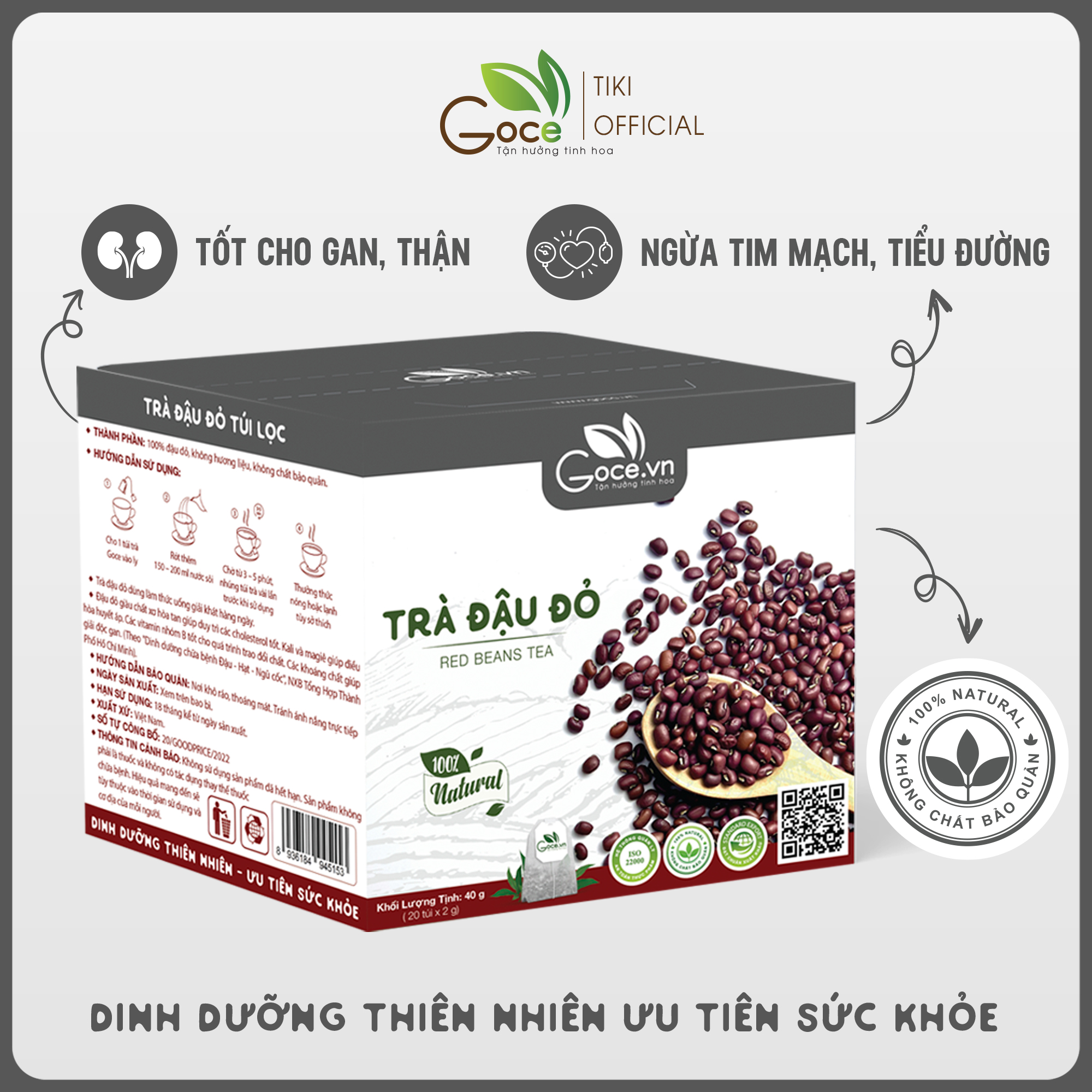 Trà đậu đỏ túi lọc Goce - Ổn định đương huyết