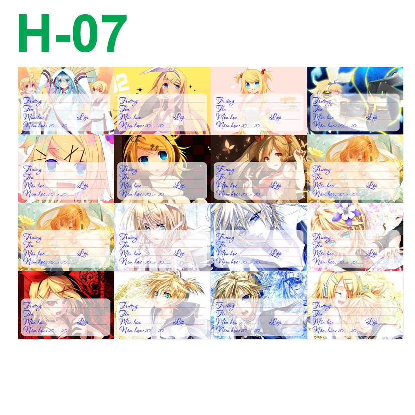 Nhãn vở set 32 nhãn vở Kagamine Rin/Len