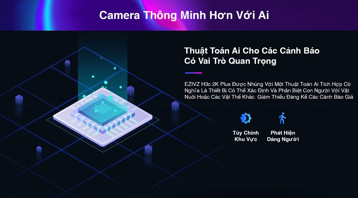 Camera Wifi Ezviz Ngoài Trời AI thông minh, màu ban đêm, H3C 4MP 2K - Hàng chính hãng