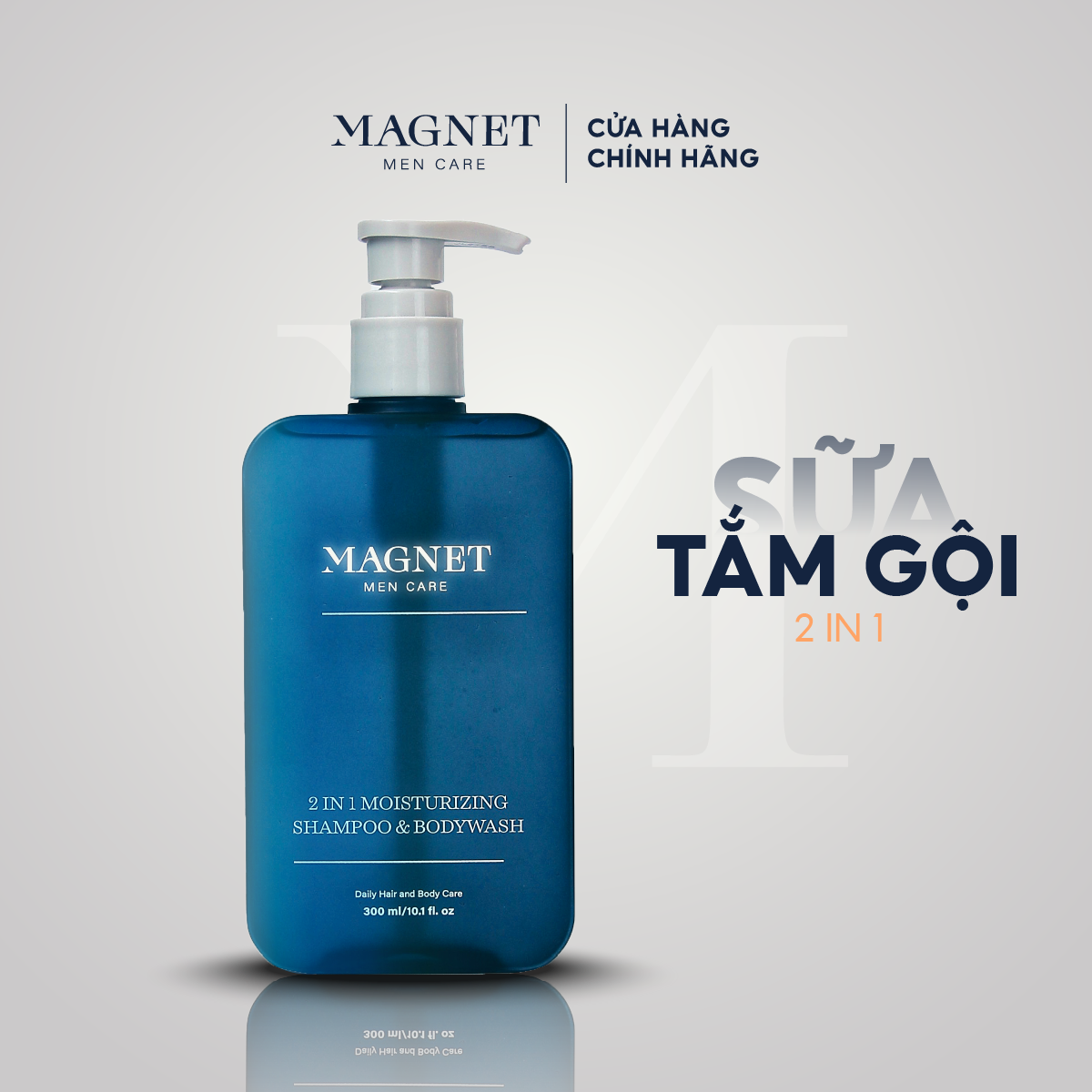 Combo Thơm Mát Magnet Men Care Dầu Gội Sữa Tắm Nam 2in1 300ml & Xịt Khử Mùi Nam Giới 120ml