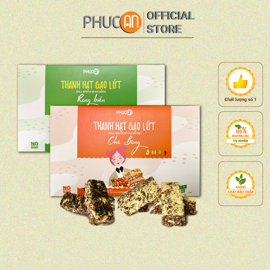 Combo mới 2 hộp thanh ngũ cốc hạt gạo lứt Phúc An- hộp 110gr/ 5 thanh