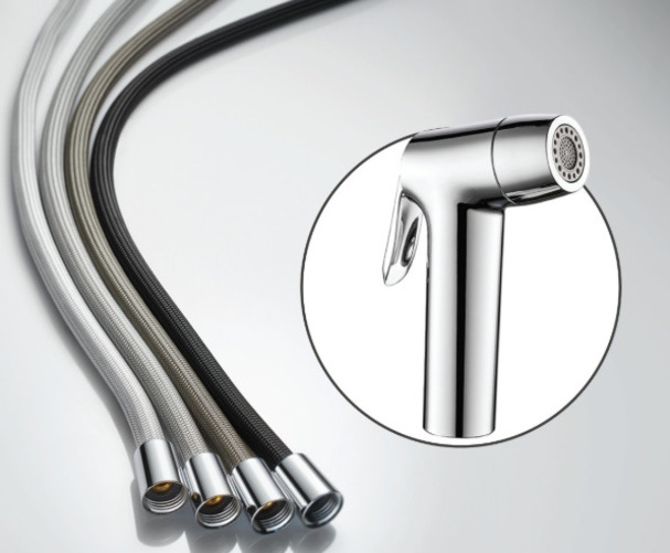 Bộ dây xịt vệ sinh màu Chrome(dây đan vải), dài 1.2m, hiệu Trevi