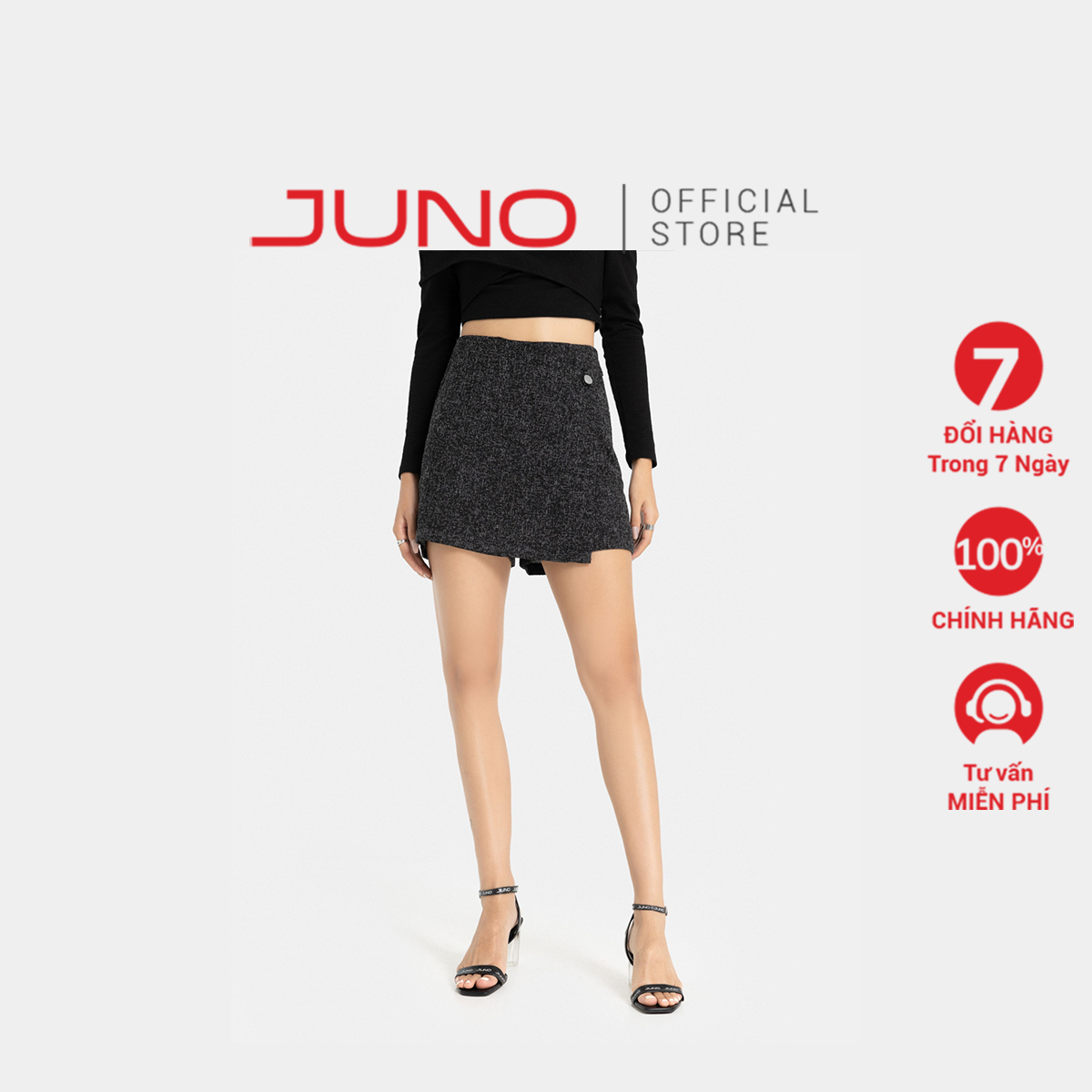 Quần Giả Váy Nữ Thời Trang JUNO Vạt Đắp Trước JNQSH013