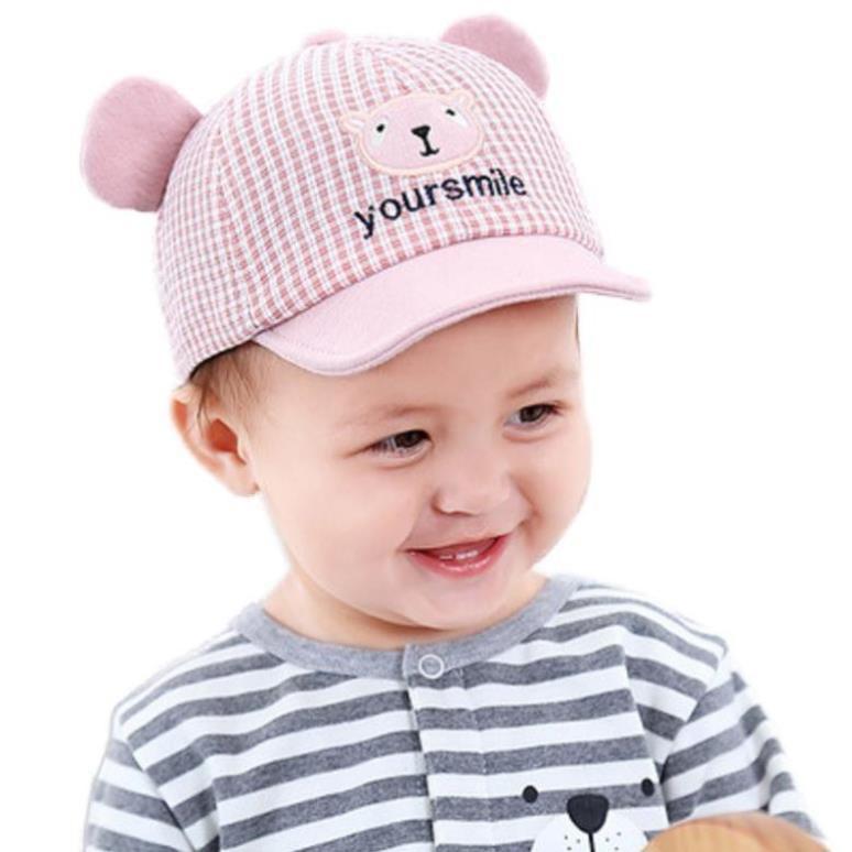 Mũ Trẻ em,Mũ lưỡi trai kẻ sọc hoạ tiết dễ thương thời trang cho bé