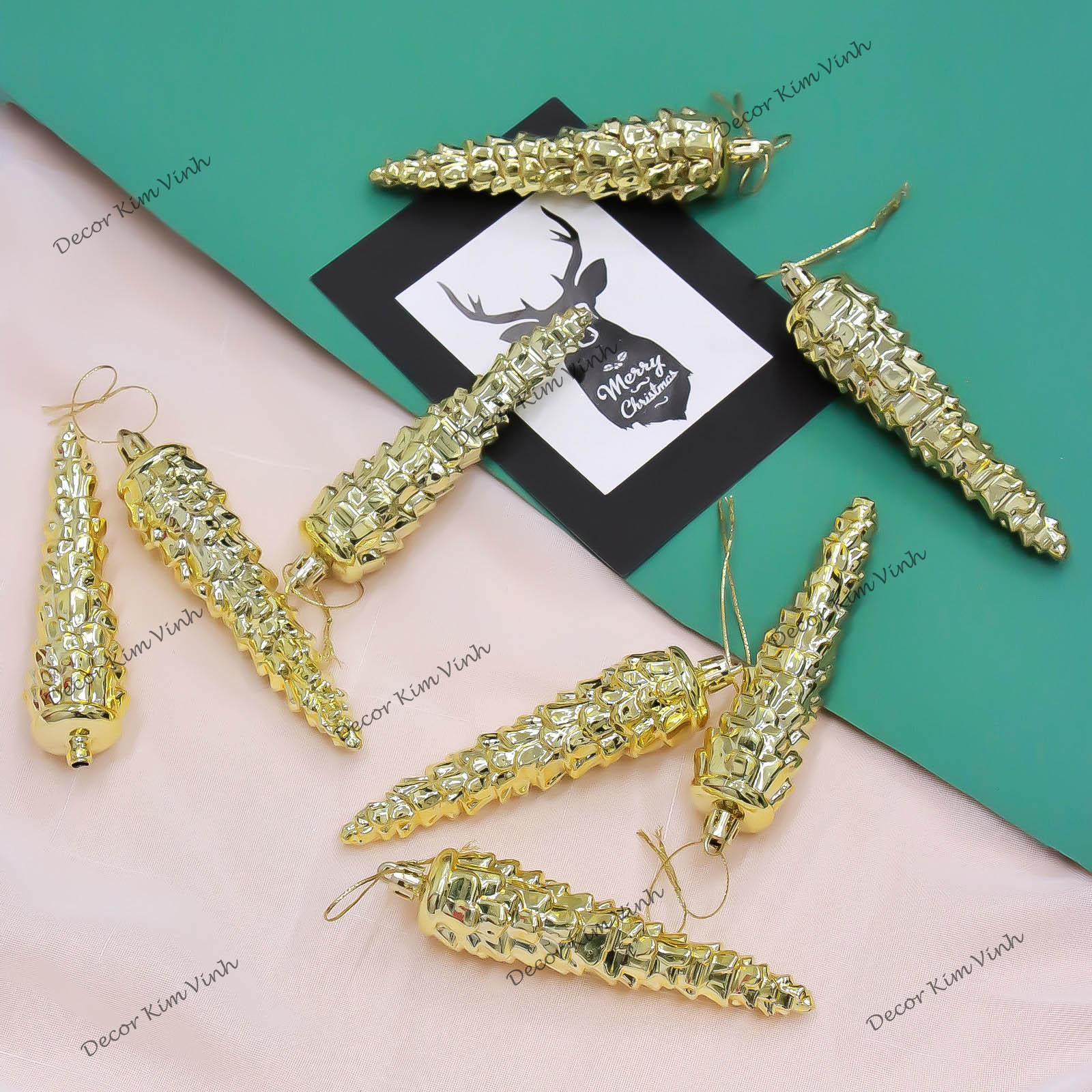Set 8 Mẫu E45 Quả Châu Giọt Nước Hình Quả Thông Trang Trí Cây Thông Giáng Sinh
