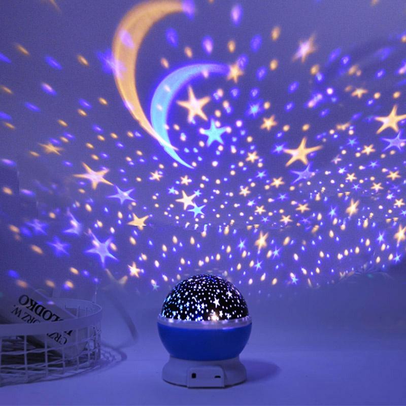 Đèn LED Chiếu Hình Mặt Trăng Và Ngôi Sao Xoay Lãng Mạn Trang Trí Phòng Ngủ