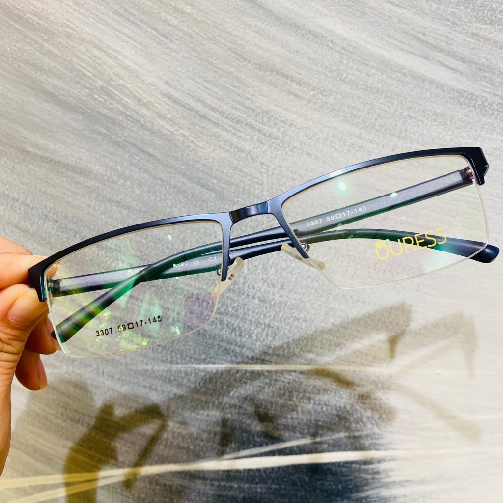 Gọng kính cận 3307 nửa khung hợp kim mắt kính OURESS thời trang nam nữ siêu bền