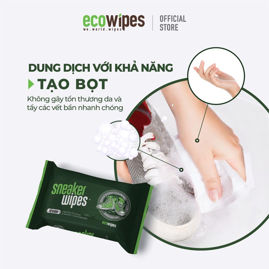 Combo 10 gói khăn ướt lau giày Sneaker Wipes gói 25 tờ làm sạch nhanh các loại vết bẩn