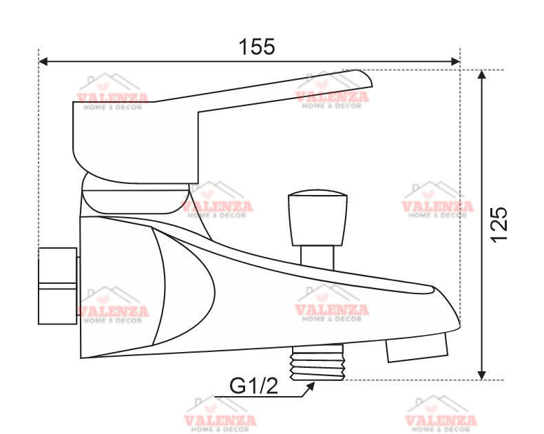 Bộ vòi sen tắm nóng lạnh Valenza 3404 chất liệu đồng thau mạ crom kèm đầy đủ bát sen tắm táp, dây sen tắm inox, cài sen, chân sen-Nước chảy mạnh