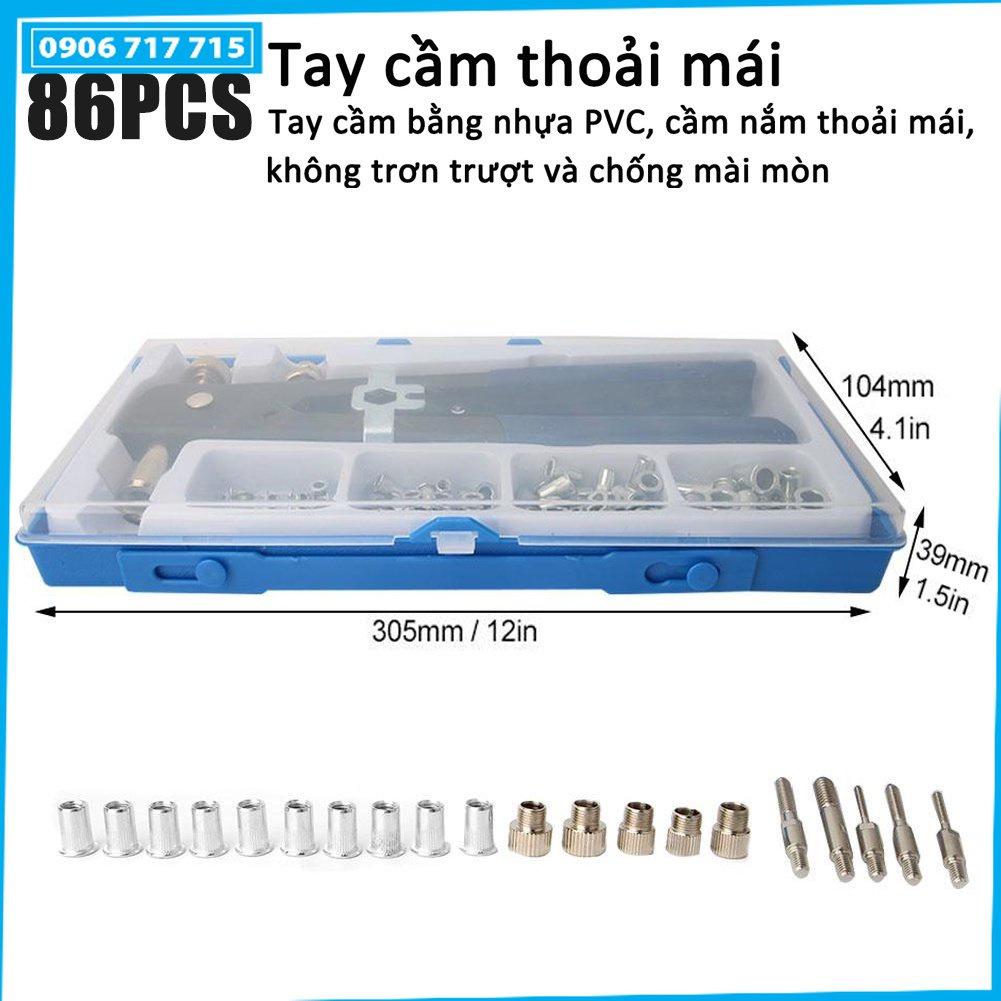 Kìm rút ốc tán Bộ 86 dụng cụ gồm đai ốc, đinh tán hệ mét và cờ lê loại M3 M4 M5 M6 M8