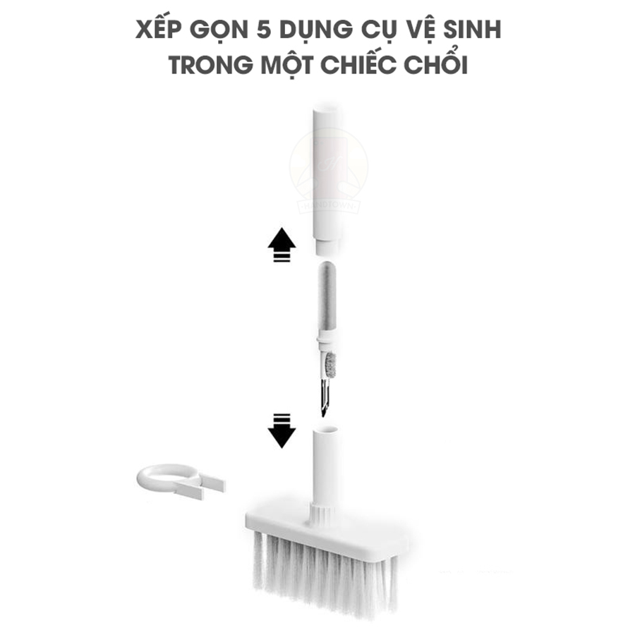 Bộ chổi vệ sinh 5 trong 1 đa năng dành cho vệ sinh tai nghe / bàn phím máy tính / laptop / điện thoại / máy ảnh - Handtown - Hàng Chính Hãng