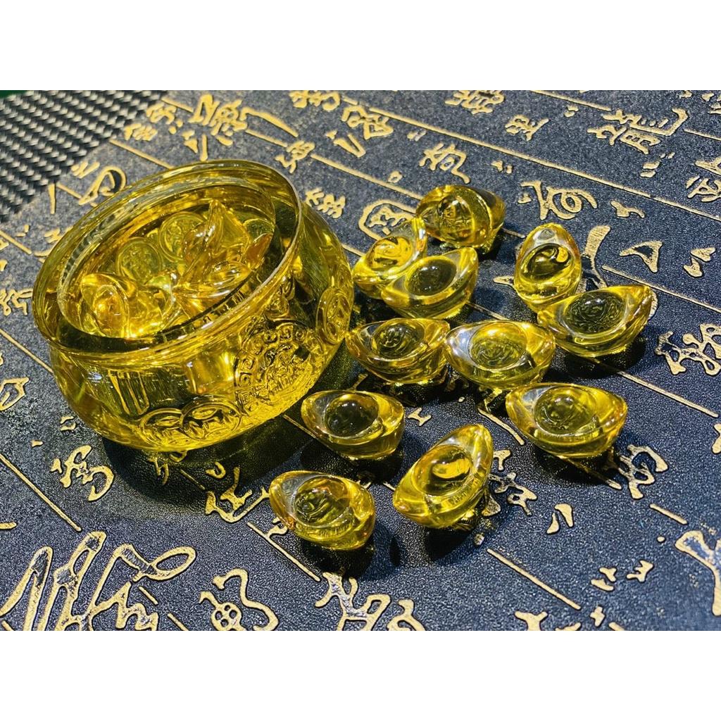 Bát Tụ Bảo , Tụ Bảo Bồn Lưu Ly Cao Cấp Đường Kính 8cm - tặng kèm đế gỗ