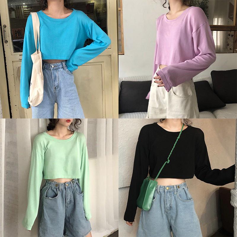 Áo thun nữ cổ tròn tay dài