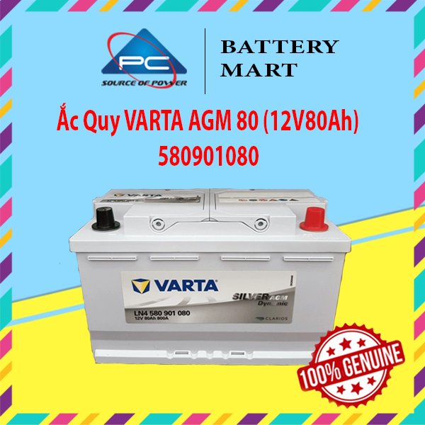 Bình Ắc Quy 12V80Ah, Ắc Quy VARTA AGM 80 LN4 580901080