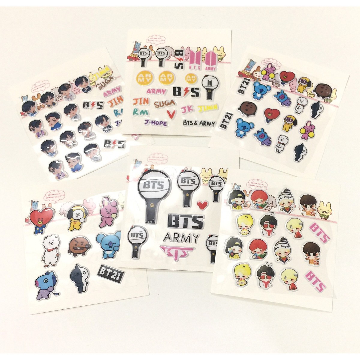 BẢNG ẢNH DÁN STICKER NỔI BT21 BTS