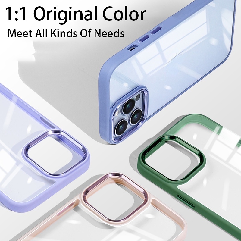 Ốp Lưng Trong Suốt cho IPHONE 12/ 12 Pro/ 12 Pro Max, Iphone 11/ 11 Pro/ 11 Pro Max Viền Camera KIM LOẠI, LƯNG CỨNG TRONG SUỐT KHÔNG Ố VÀNG Bảo Vệ Camera.