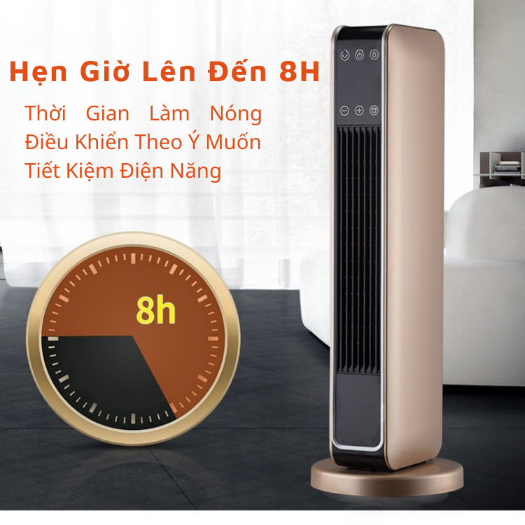 Quạt Sưởi Gốm HE-2022 Có Điều Khiển Từ Xa, Màn Hình Led Cảm Ứng, Quạt Sưởi Ấm Mùa Đông 