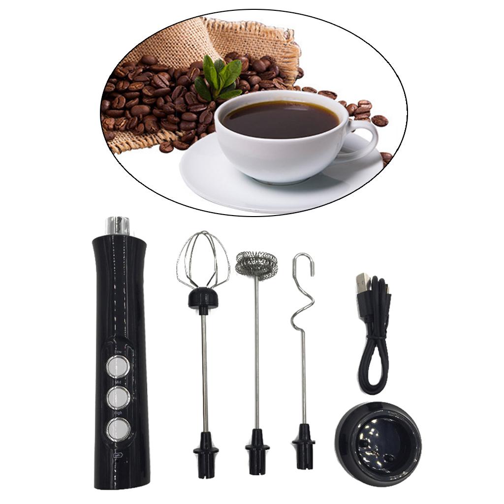 Lược Điện 3 Trong 1 Bọt Sữa Đánh Máy Tạo Bọt Trứng Trộn 3 Cấp Độ Cho Cappuccino Cà Phê Latte Nóng Socola Sữa bọt Cỏ Roi Ngựa