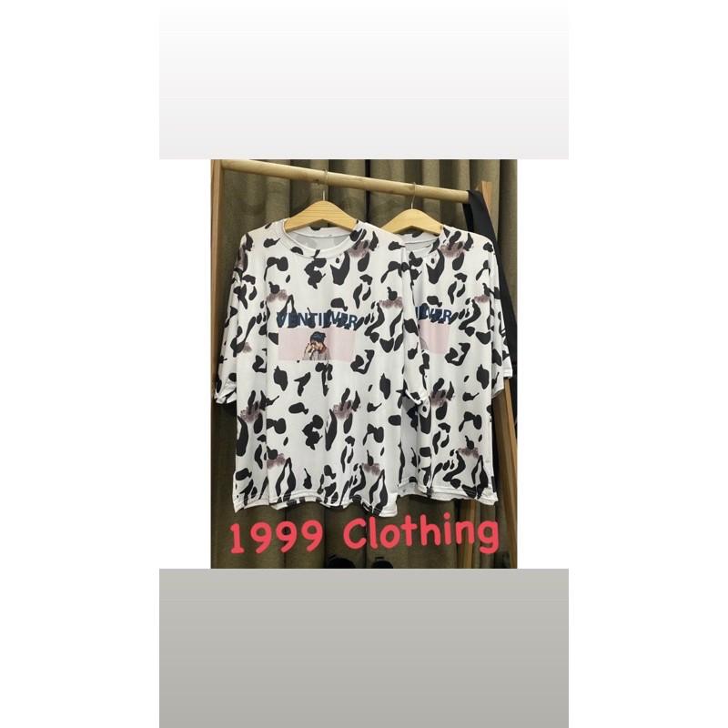Áo Thun - Loang Bò Sữa In Hình Cô Gái Tay Lỡ Unisex nam nữ From Rộng