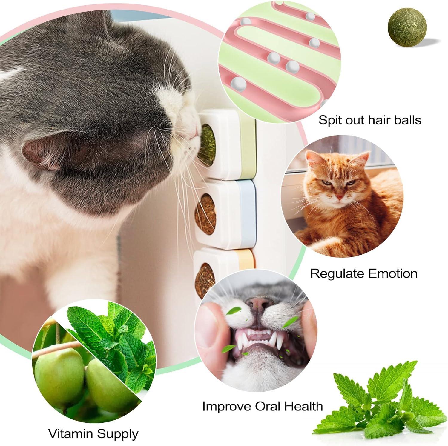 3 Bóng cỏ mèo, máy bay quay 360 ° với cỏ mèo, bóng tự nhiên làm sạch răng và thu hút mèo