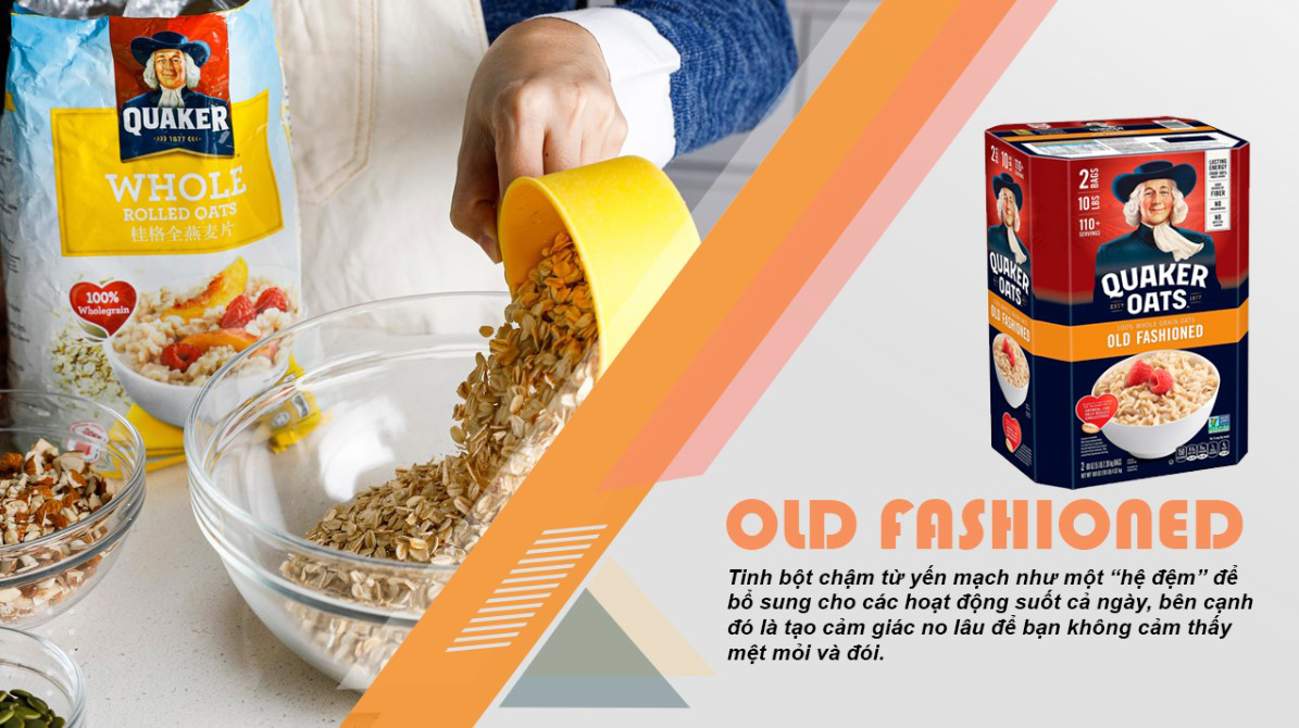 QUAKER OLD FASHION 4.53KG Yến Mạch Nguyên Hạt Cán Mỏng Quaker Oats Chính hãng 100%